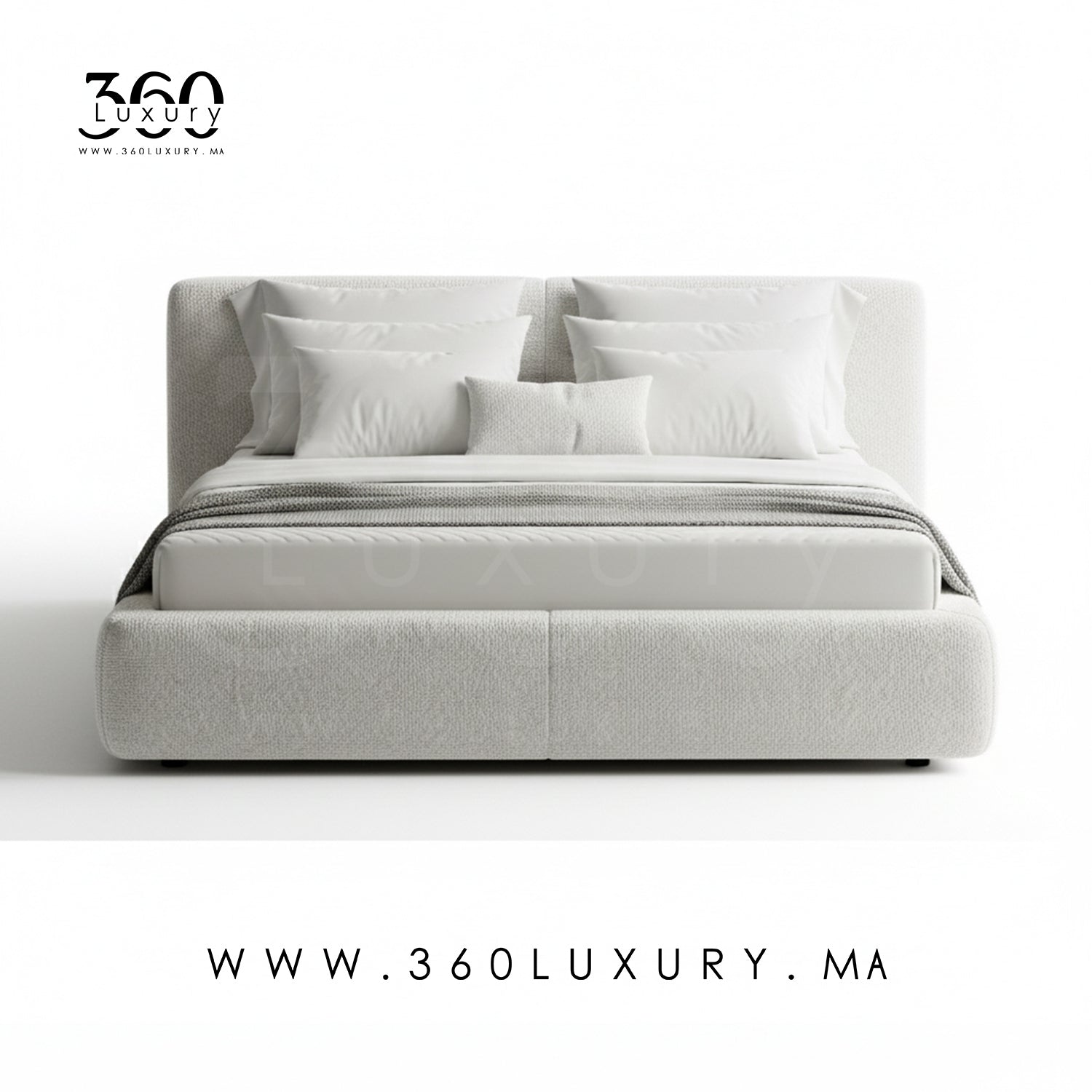 Lit bouclette blanc LIVORNO Marrakech, mobilier de luxe moderne prix usine 360Luxury