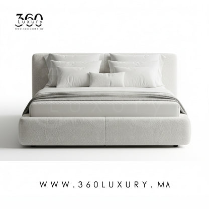Lit bouclette blanc LIVORNO Marrakech, mobilier de luxe moderne prix usine 360Luxury