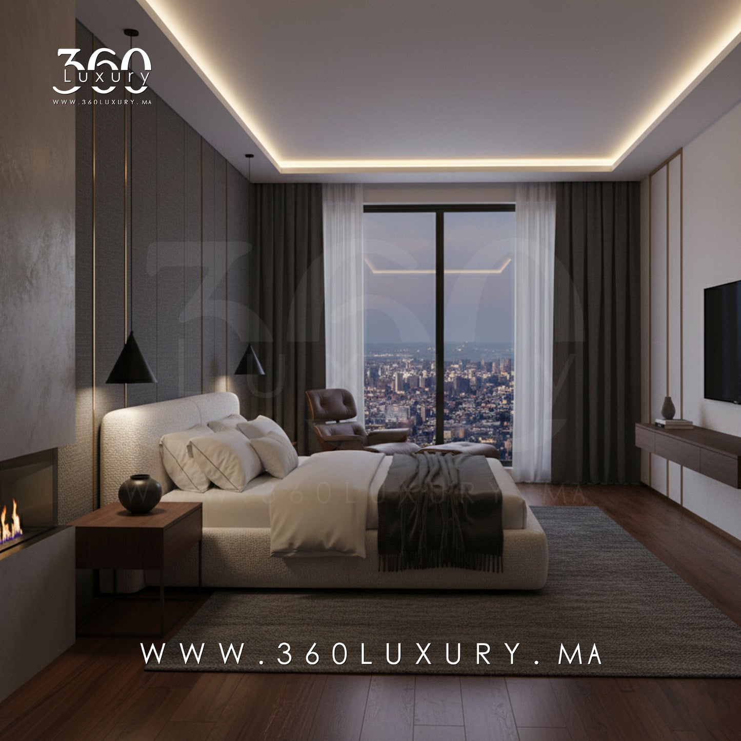 Lit moderne LIVORNO blanc crème Fès, lit design pas cher en tissu bouclette 360Luxury"