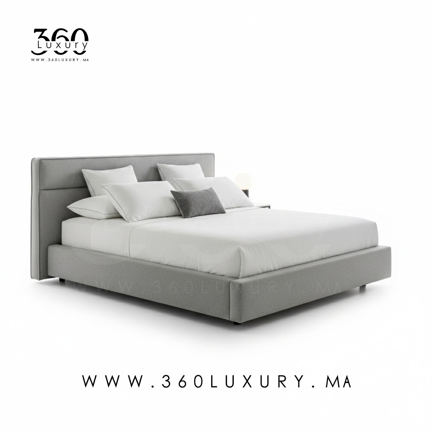 Lit LUGANO gris clair, design contemporain pour chambre moderne, 90x200 cm, 160x200 cm, 180x200 cm, 200x200 cm, Avec ou sans rangement