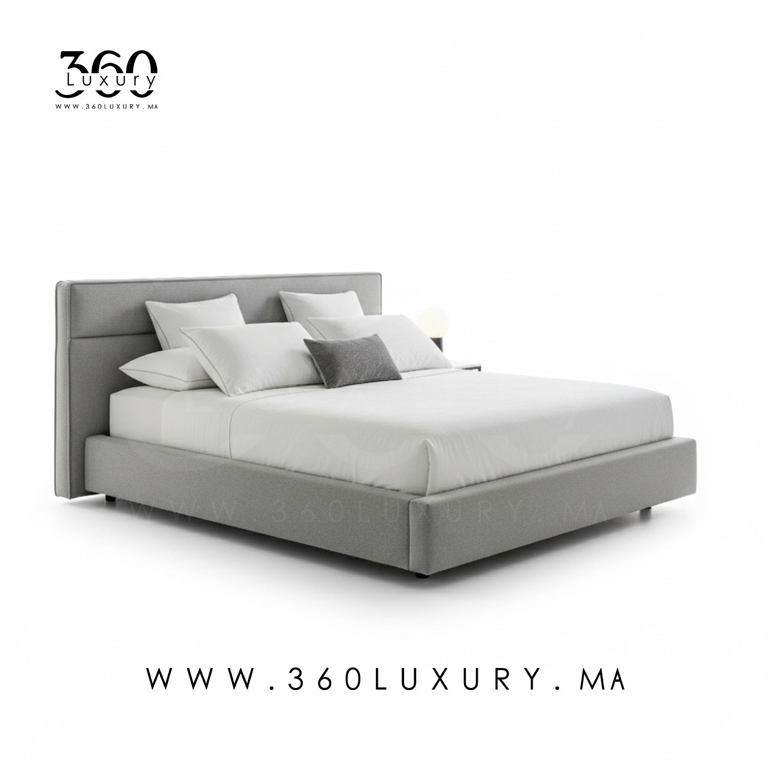Lit LUGANO gris clair, design contemporain pour chambre moderne, 90x200 cm, 160x200 cm, 180x200 cm, 200x200 cm, Avec ou sans rangement