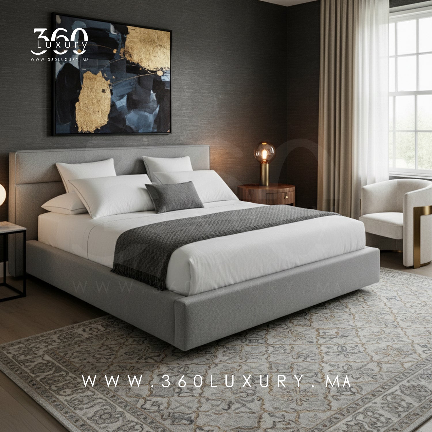 Lit contemporain LUGANO bouclette gris clair, structure solide en bois, 90x200 cm, 160x200 cm, 180x200 cm, 200x200 cm, Avec ou sans rangement