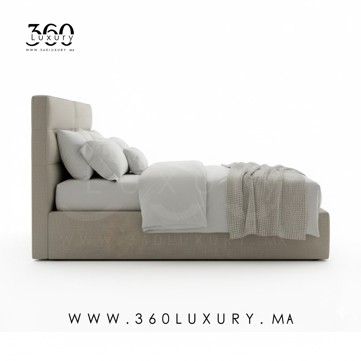 Lit MILANO beige avec option coffre de rangement, design pratique