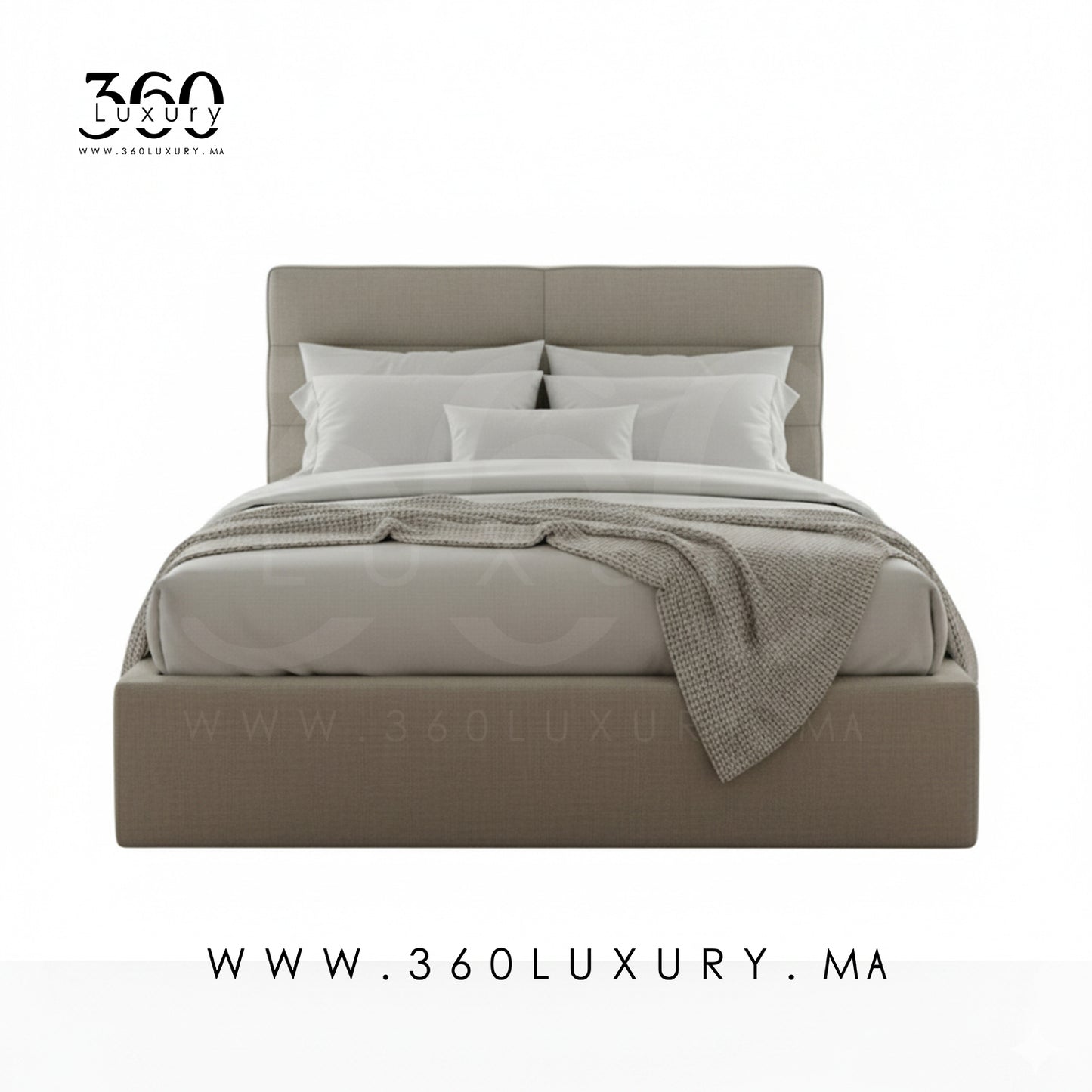 Lit MILANO beige naturel, mobilier haut de gamme fabriqué au Maroc