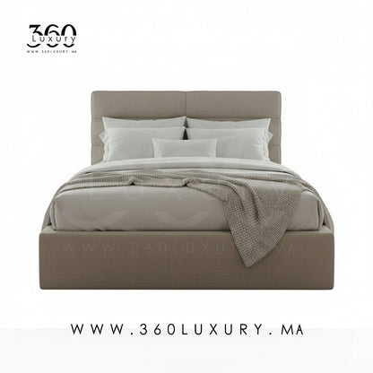 Lit MILANO beige naturel, mobilier haut de gamme fabriqué au Maroc