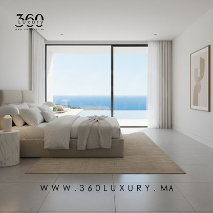 Lit MILANO plateforme basse beige, structure en bois massif 360Luxury Maroc, Pas Cher, Prix Usine, Promotion