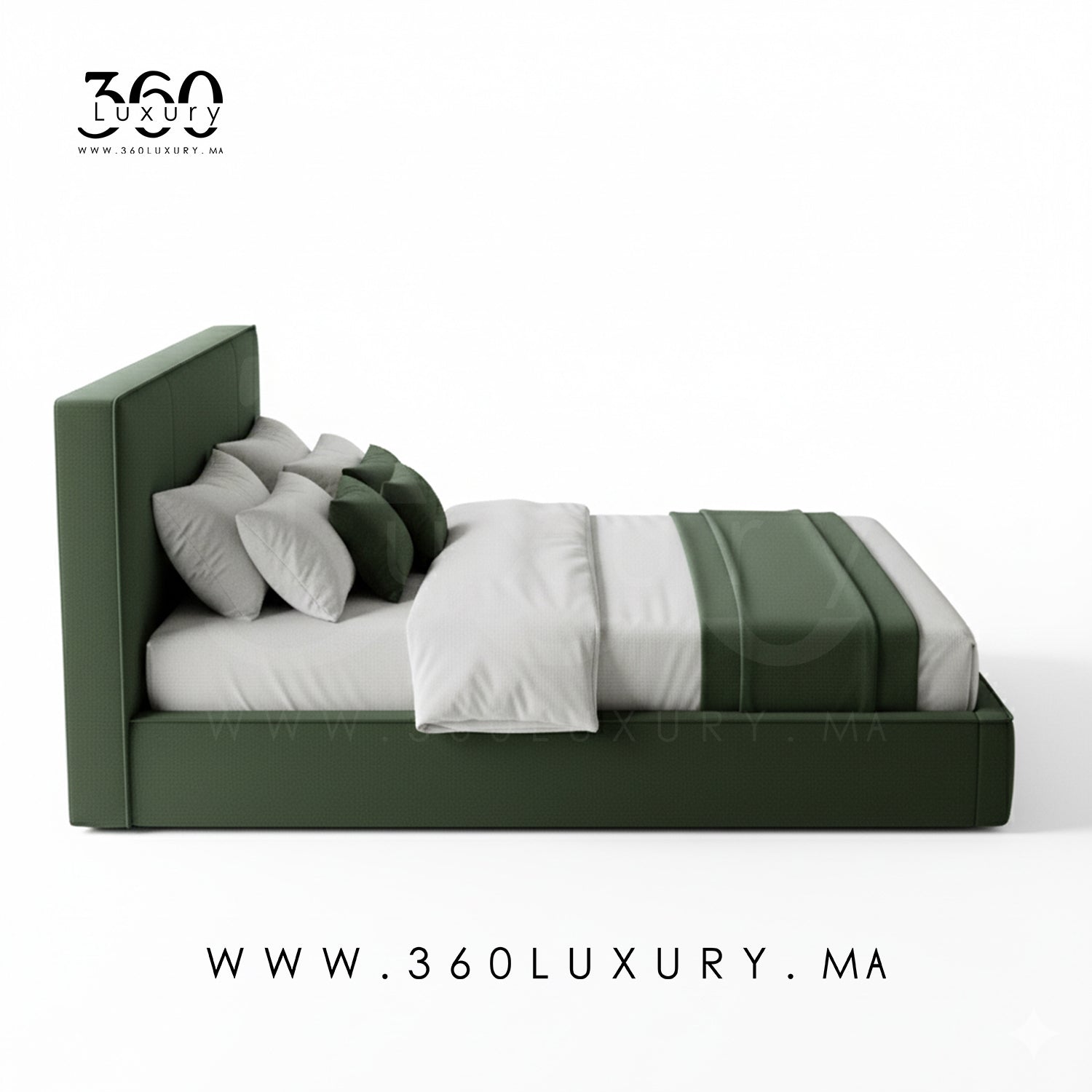 Lit MILANO vert forêt 360Luxury, design contemporain marocain pas cher