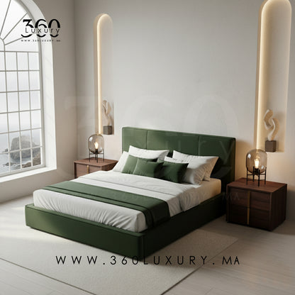 Tête de lit rembourrée du lit MILANO vert forêt, style contemporain au Maroc