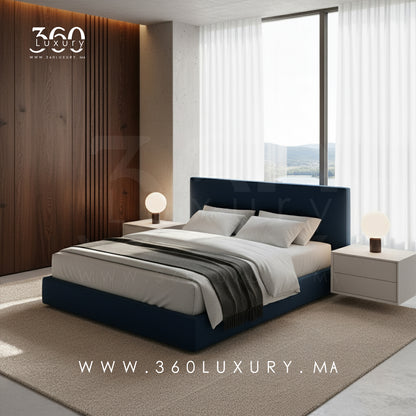 Lit PORTO bleu nuit personnalisable, création artisanale 360Luxury, Prix Usine, en Promotion