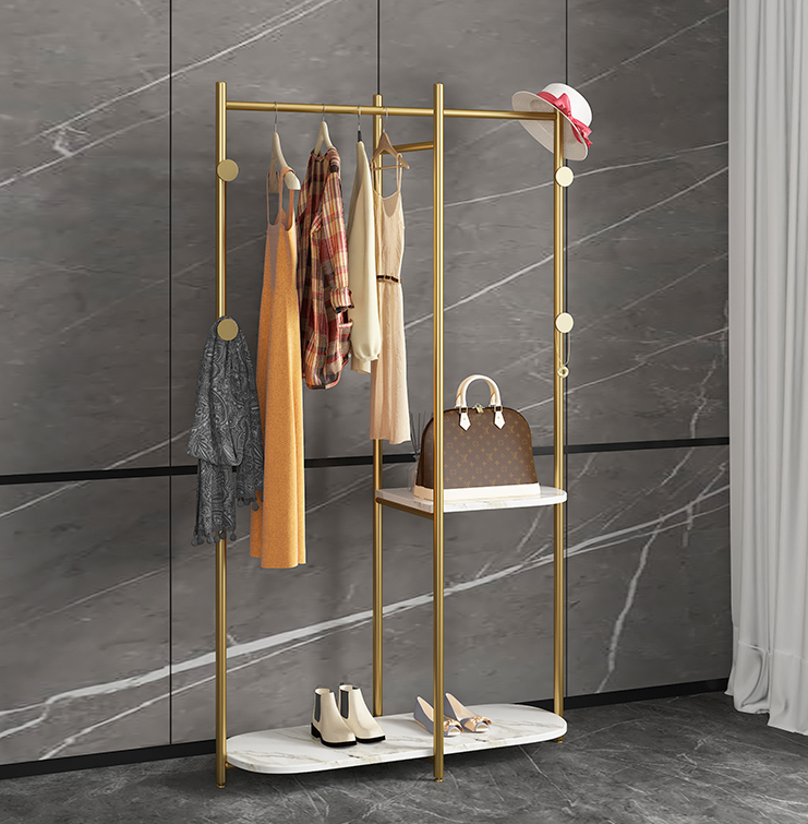 Porte vêtements doré avec étagères mobilier de luxe pas cher Casablanca Rabat Marrakech Tanger Fès prix usine